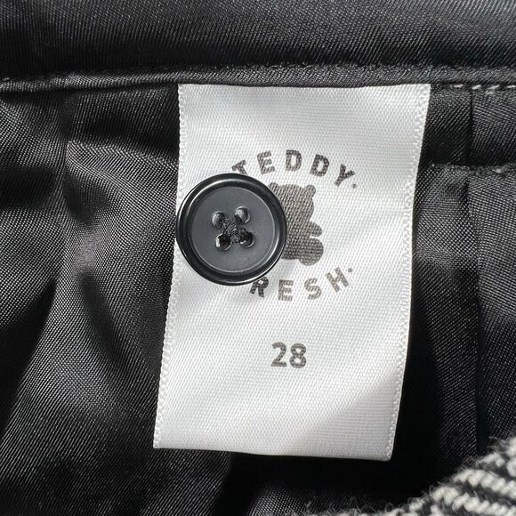 Teddy Fresh Wool Blend Doodle Pants 28x29 Gray Herringbone Streetwear Art Indie - Picture 8 of 13